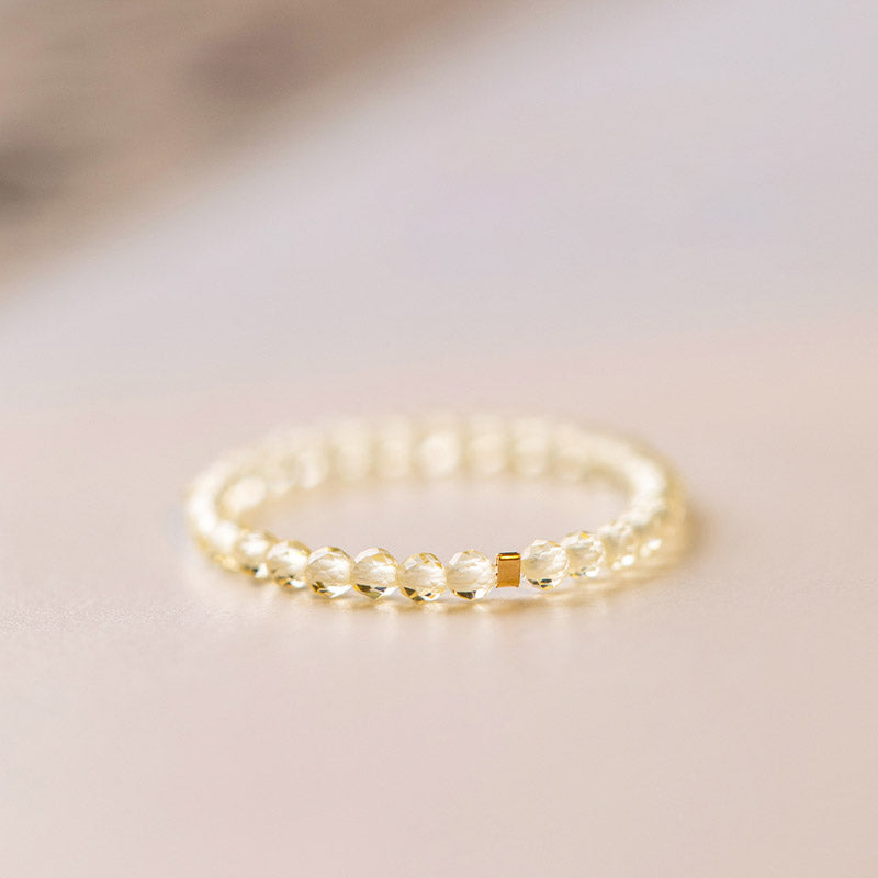 ATELIER-TIBET – Bague Prospérité en Citrine Naturelle – Plaqué Or 14 Carats – Anneau Lumineux Unisexe