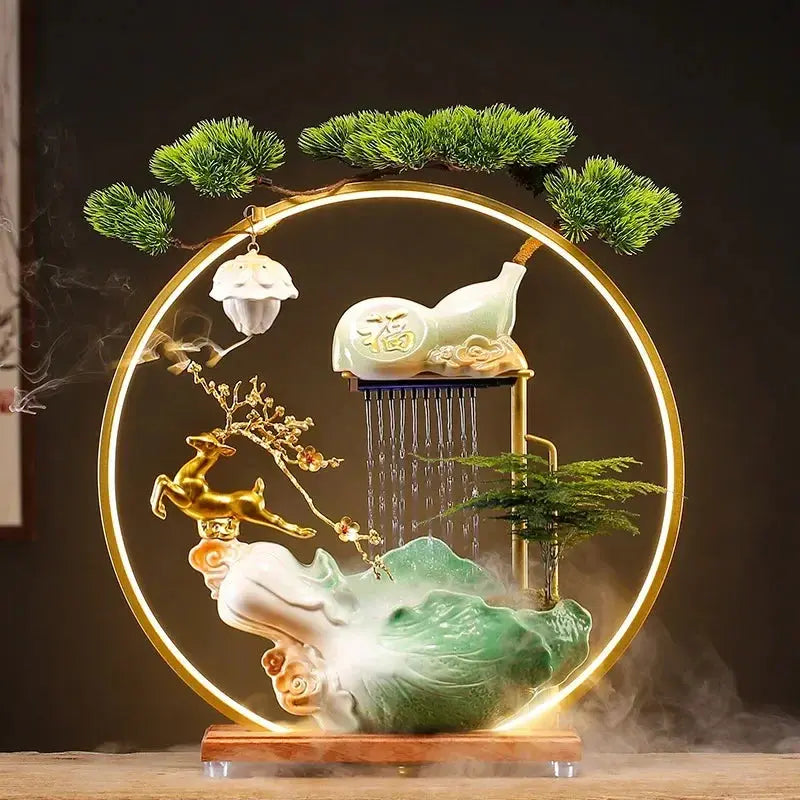 ATELIER-TIBET – Grâce Dorée · Fontaine d’Encens LED au Cerf