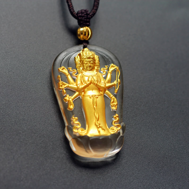ATELIER-TIBET Collier Avalokitesvara Cristal Liuli Plaqué Or