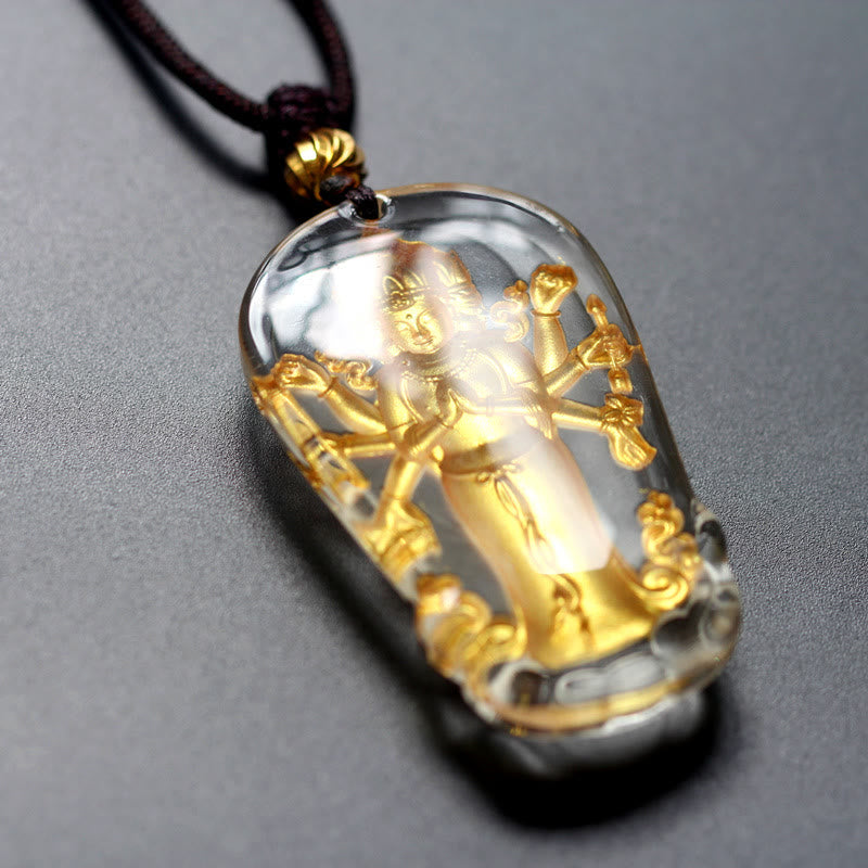 ATELIER-TIBET Collier Avalokitesvara Cristal Liuli Plaqué Or