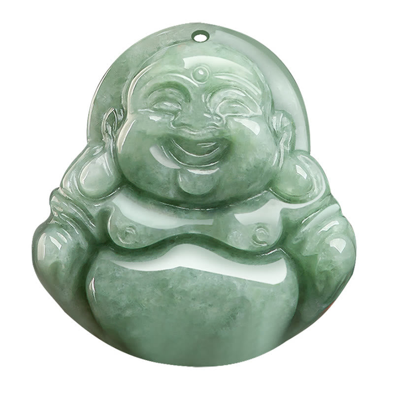 ATELIER-TIBET – Collier Bouddha Rieur en Jade Vert Naturel