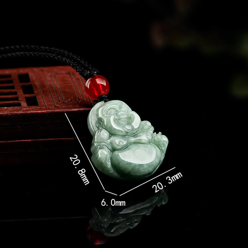 ATELIER-TIBET – Collier Bouddha Rieur en Jade Vert Naturel