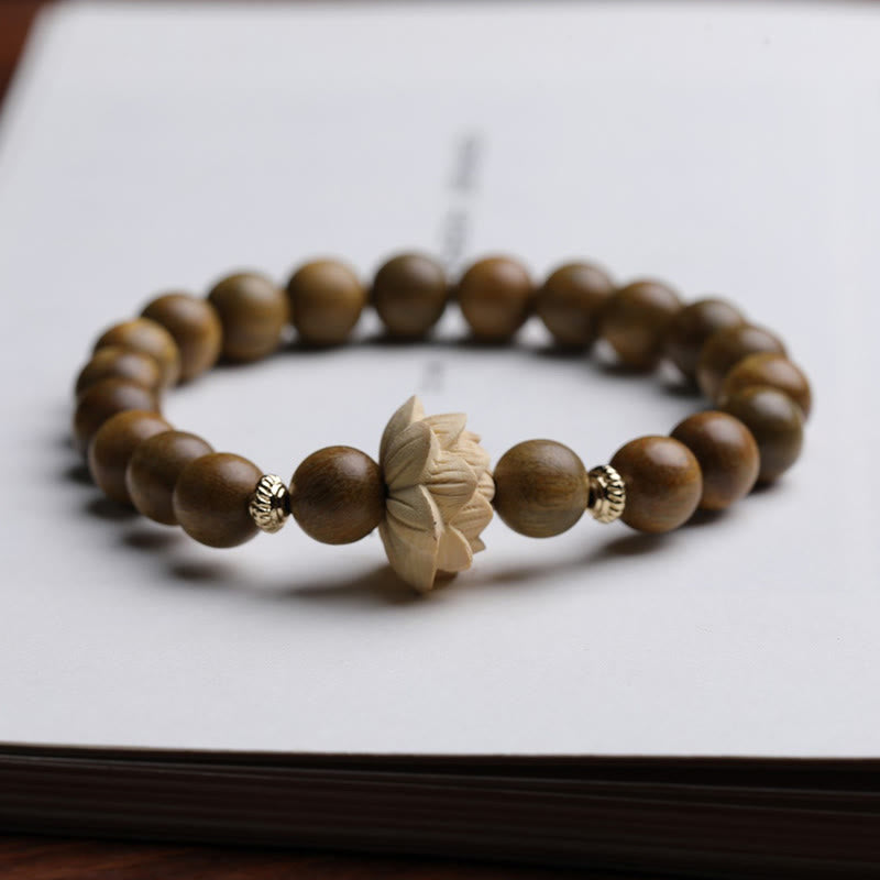 ATELIER-TIBET Bracelet Lotus en Bois de Santal Vert – Sérénité & Ancrage Naturel