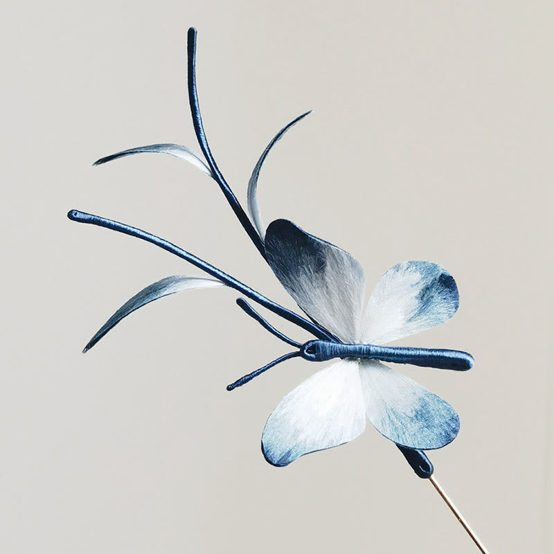 ATELIER-TIBET Broche & Pic à Cheveux Papillon Soie de Mûrier