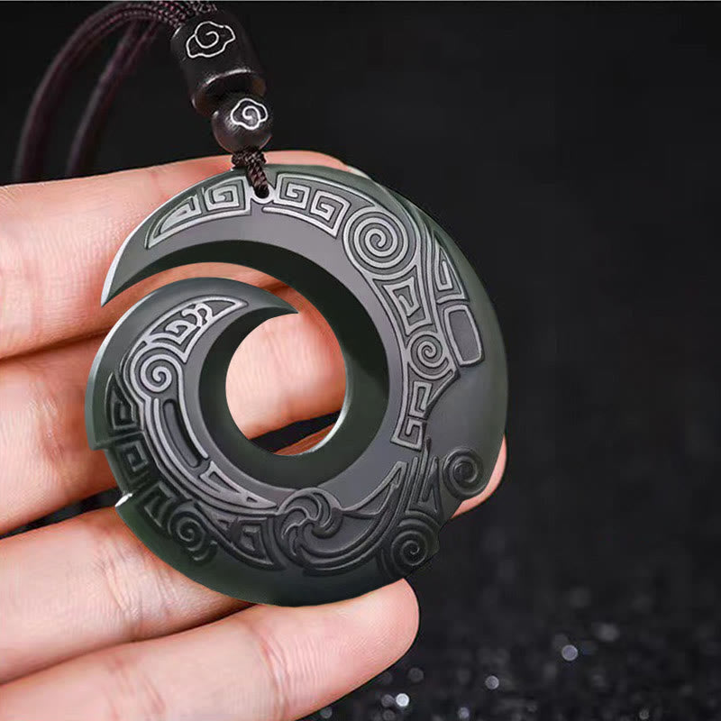ATELIER-TIBET – Collier Boucle de la Paix en Jade Hetian Cyan Naturel