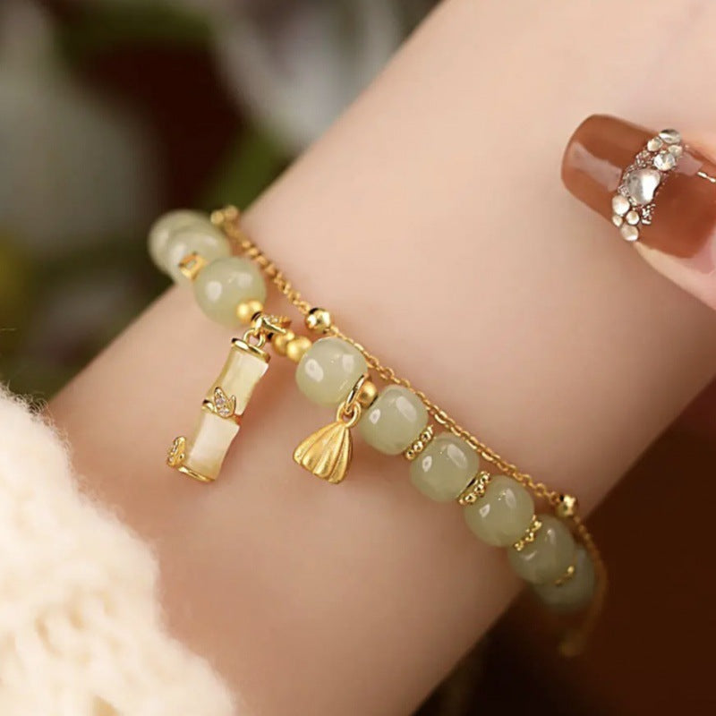 ATELIER-TIBET – Bracelet Lotus en Jade Hetian & Bambou