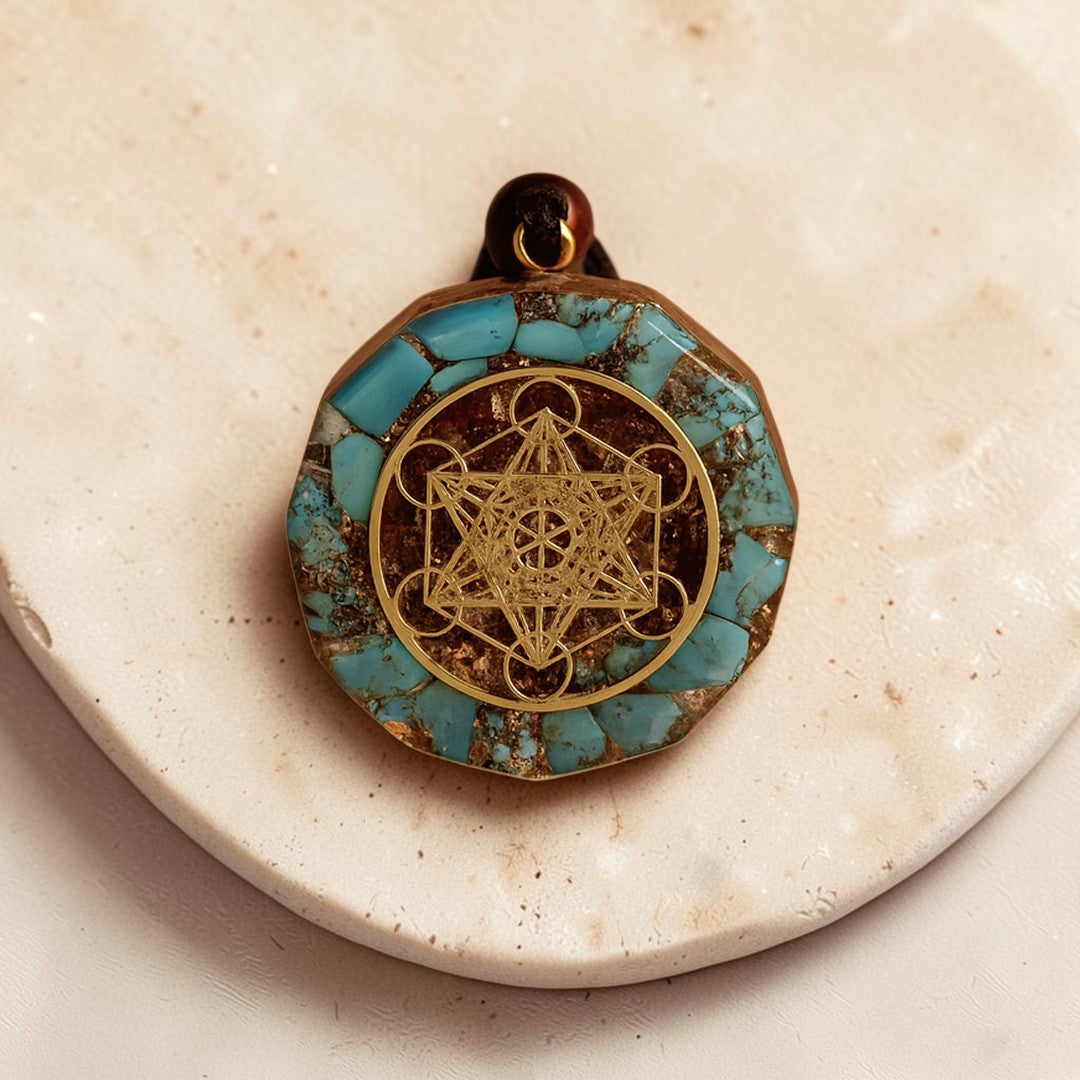 ATELIER-TIBET – Pendentif Orgonite Métatron en Turquoise