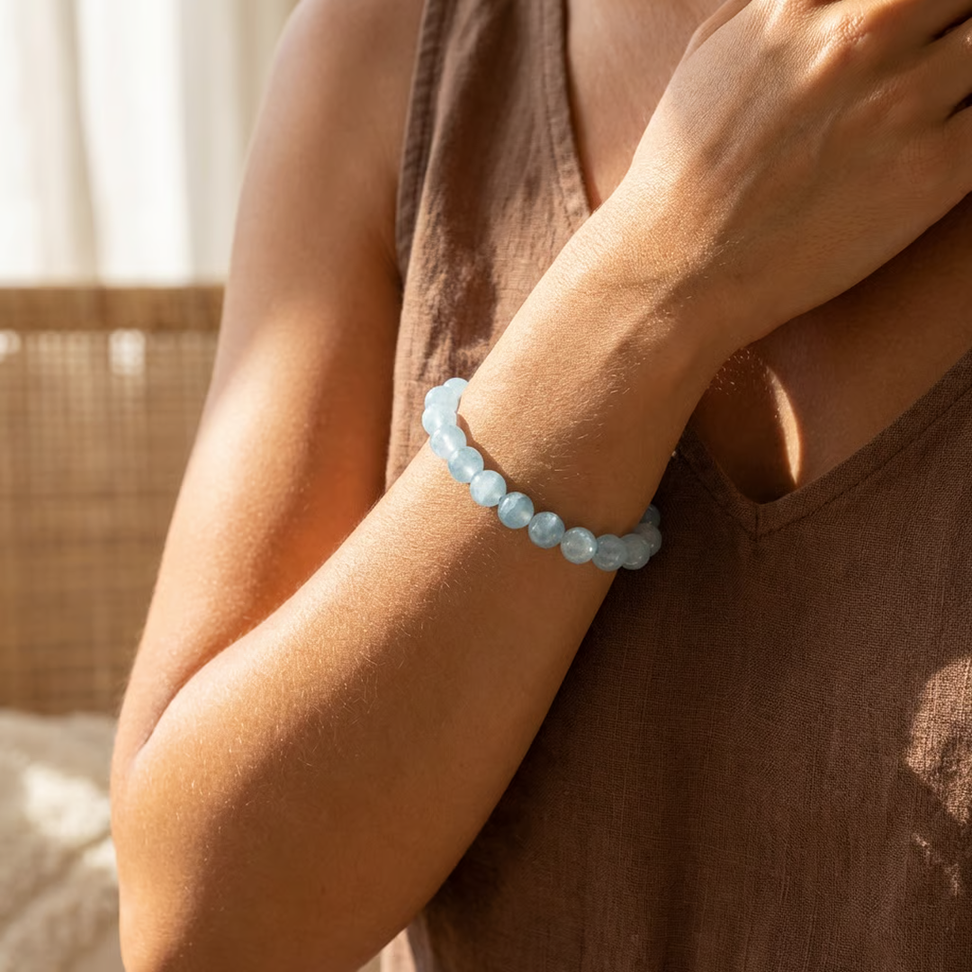 ATELIER-TIBET – Bracelet Bonheur en Aigue-Marine
