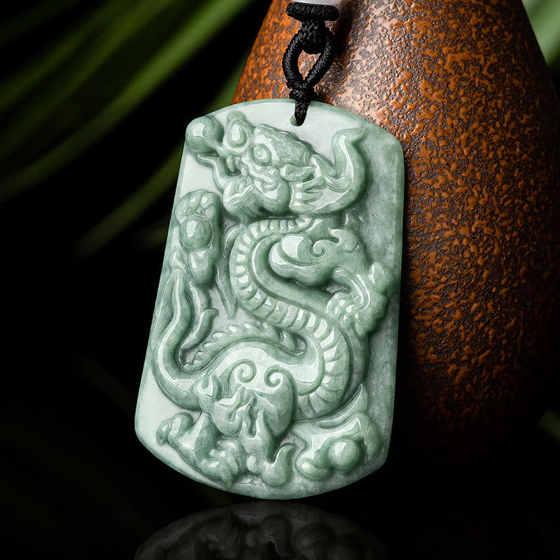 ATELIER-TIBET – Collier Dragon & Phénix en Obsidienne Noire Naturelle