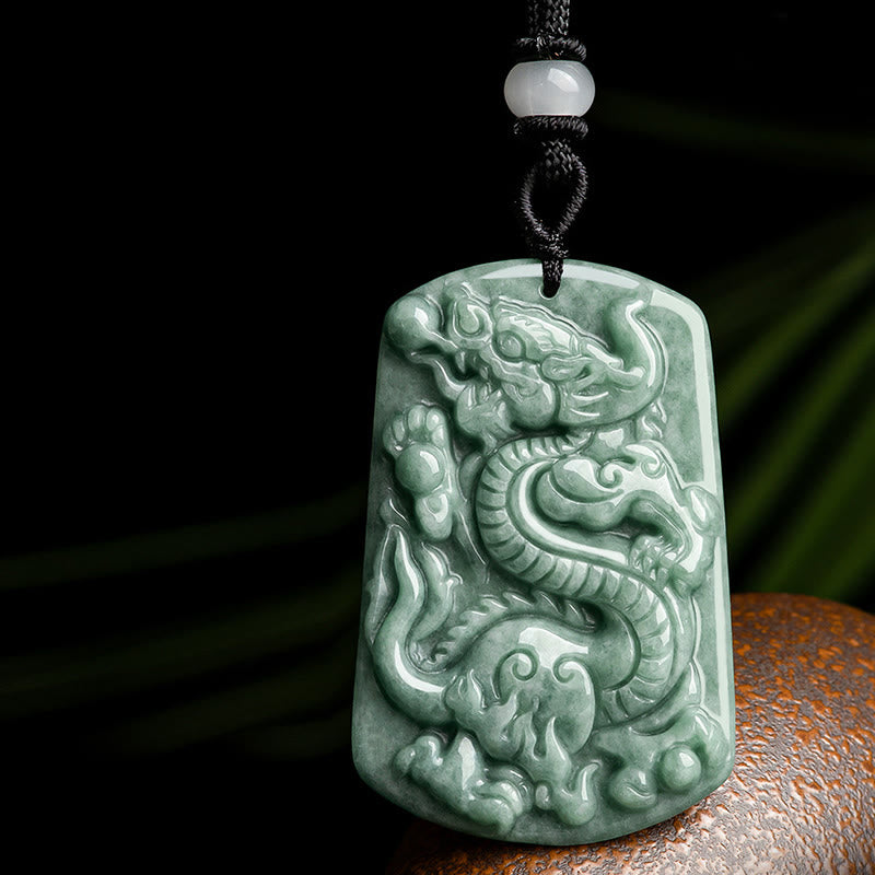 ATELIER-TIBET – Collier Dragon & Phénix en Obsidienne Noire Naturelle