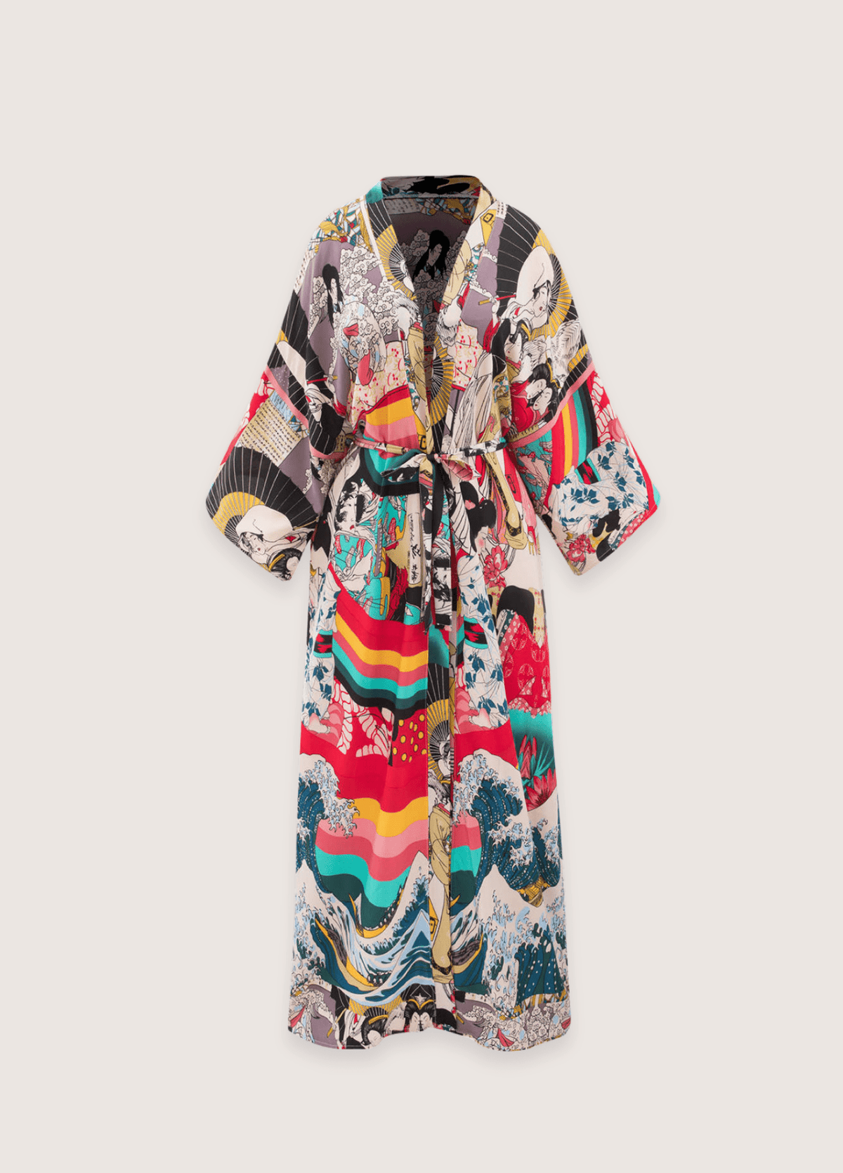Kimono long femme viscose motif vague japan print – Japan Print
