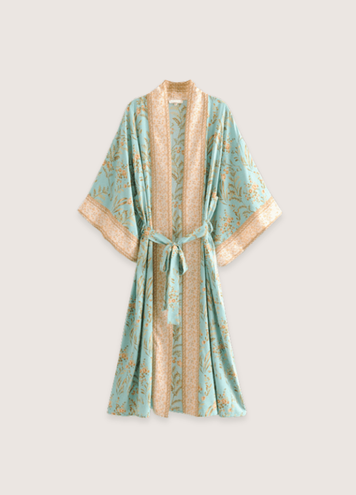 Kimono long femme motif pivoine bleu – Daisy Bohème