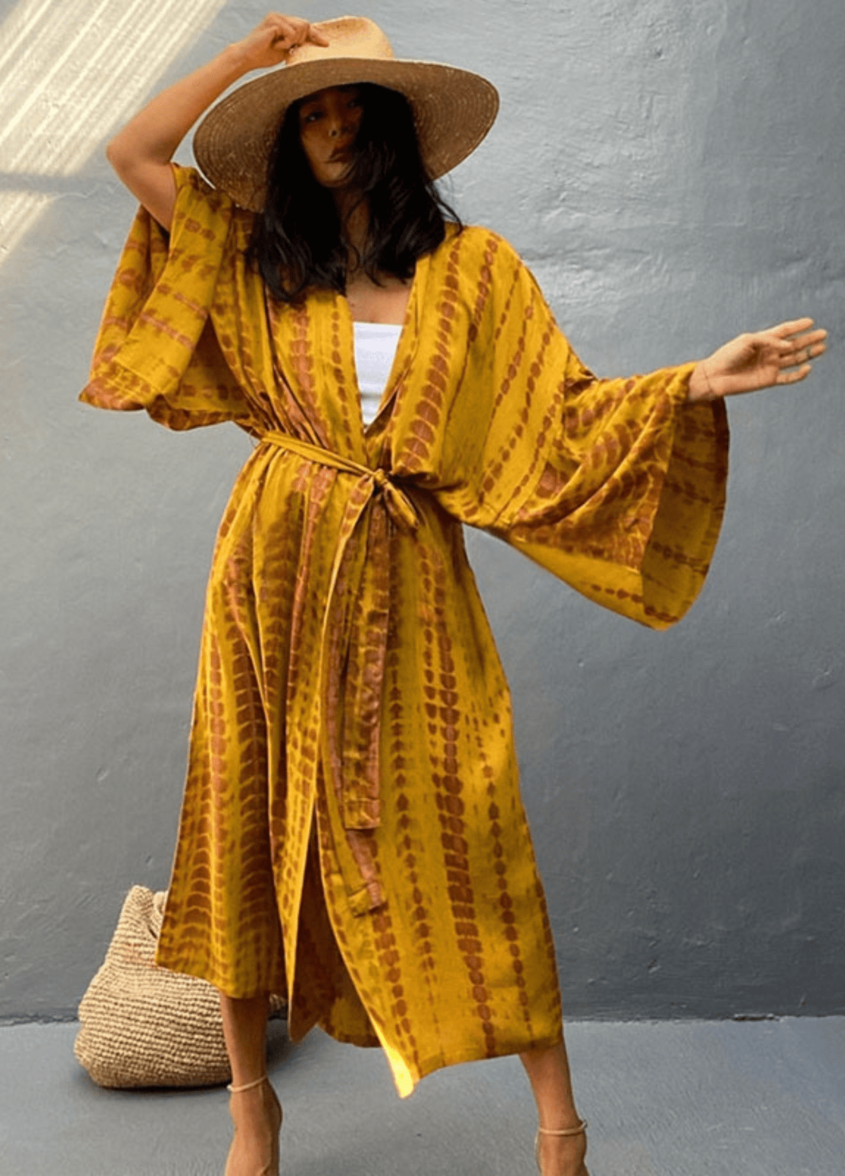 Kimono long femme viscose motif vague – Tie Dye