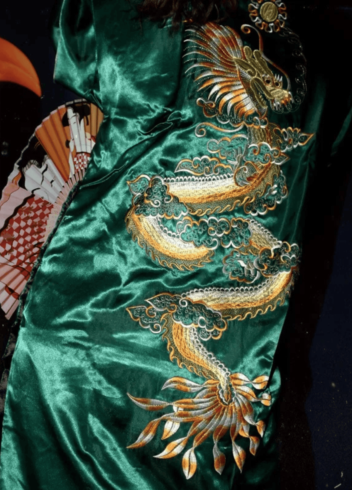 Kimono long femme soie motif dragon vert – Kinryū