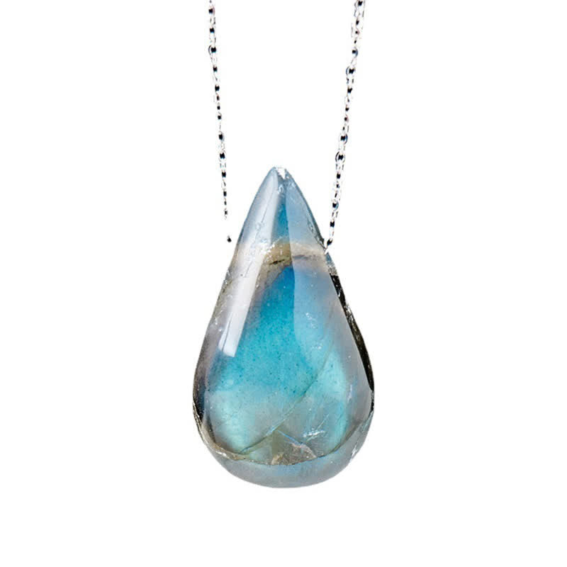 ATELIER-TIBET – Collier Pendentif Goutte d’Eau en Labradorite Naturelle