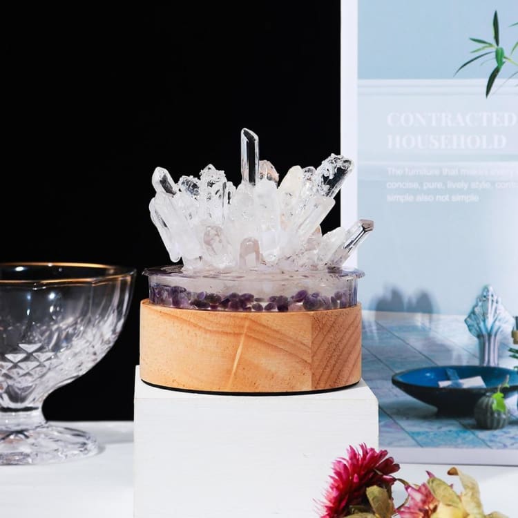 ATELIER-TIBET Lampe de Chevet en Quartz Clair – Lumière Pure & Énergie Cristalline