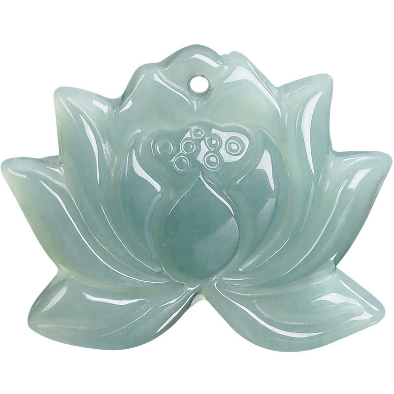 ATELIER-TIBET – Collier Lotus en Jade Sculpté Naturel – Symbole de Prospérité
