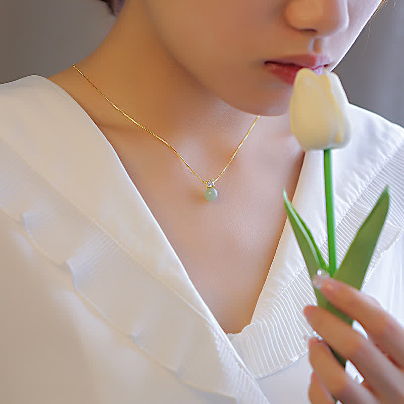 ATELIER-TIBET – Collier Lucky Bead en Jade Naturel