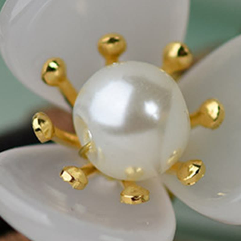 ATELIER-TIBET Pic à Cheveux Magnolia & Perles – 18 cm