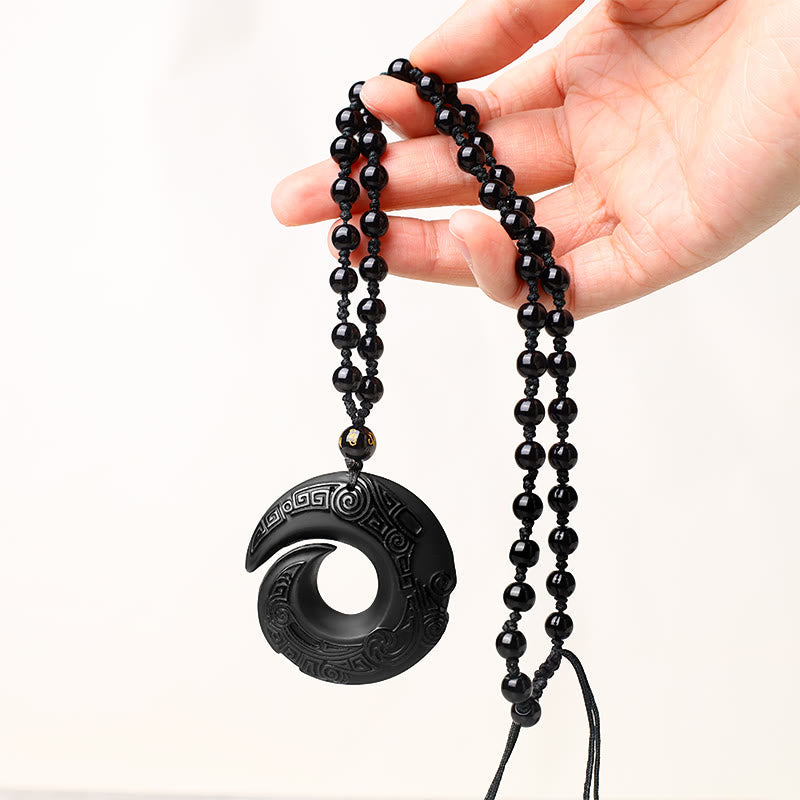 ATELIER-TIBET – Collier Force en Obsidienne Noire et Obsidienne de Glace Naturelles