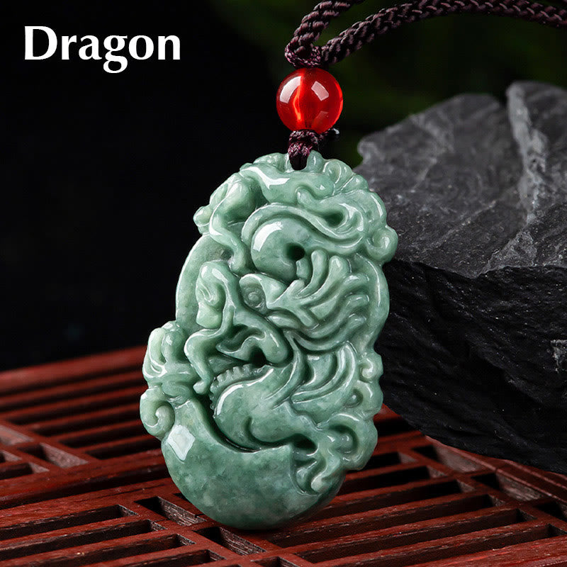 ATELIER-TIBET – Collier en Jade Naturel Zodiac Chinois (12 Signes)