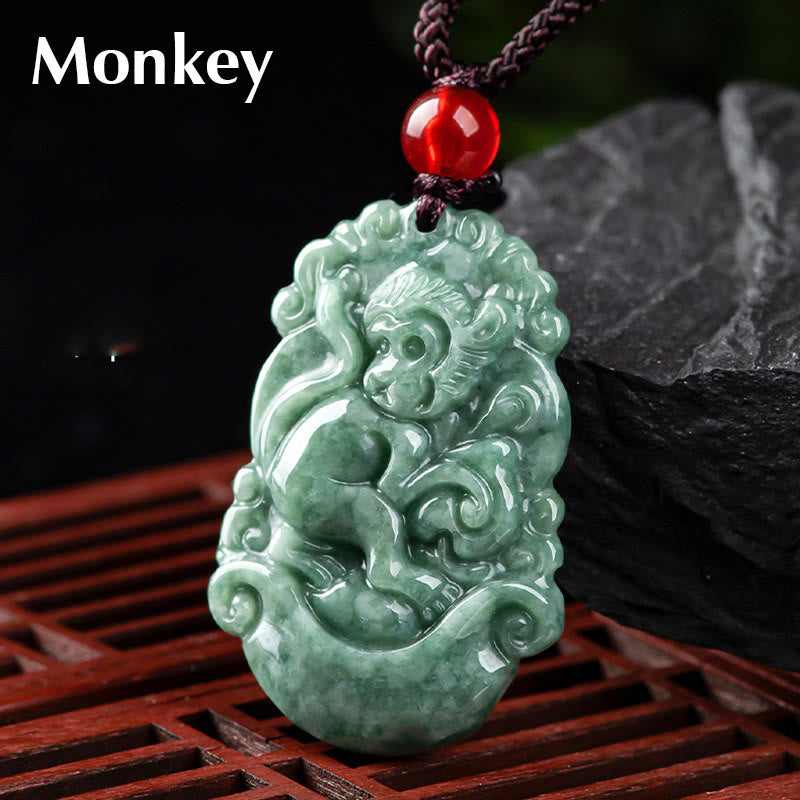 ATELIER-TIBET – Collier en Jade Naturel Zodiac Chinois (12 Signes)