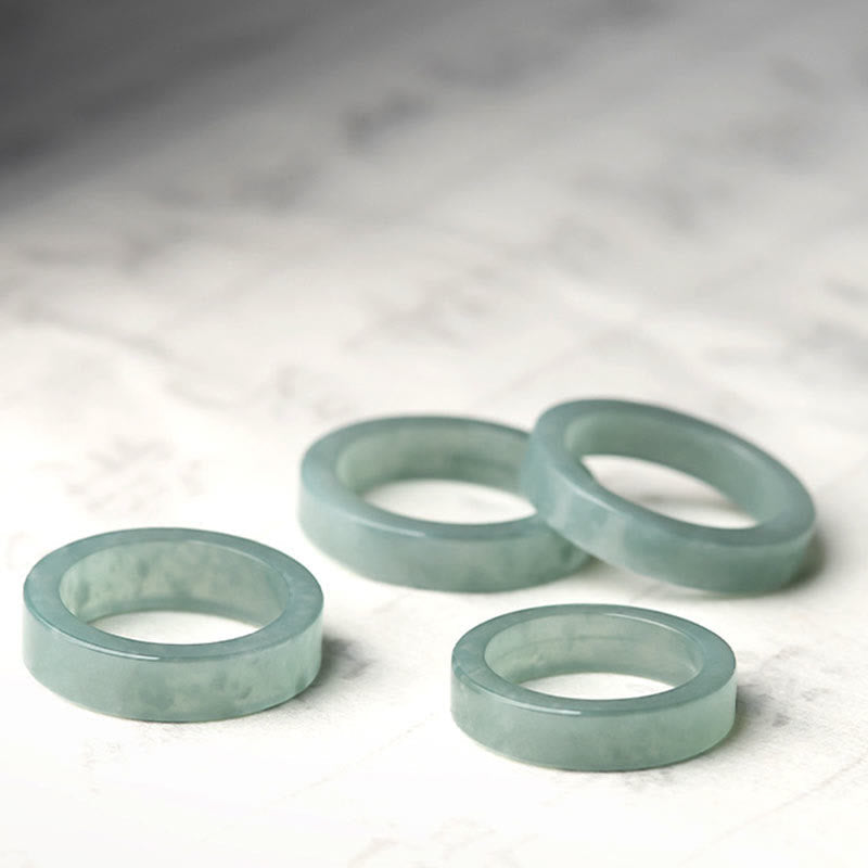 ATELIER-TIBET – Bague Chance & Prospérité en Jade Naturel – Anneau Symbolique Unisexe
