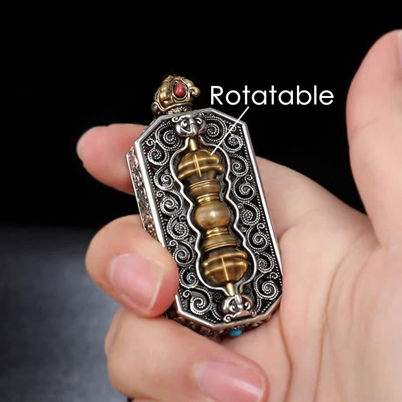 ATELIER-TIBET – Collier Mantrique Om Mani Padme Hum avec Lotus & Dorje Vajra
