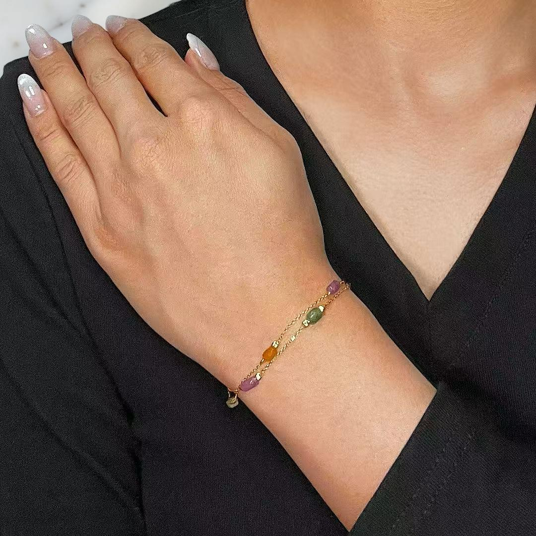 ATELIER-TIBET – Bracelet Tourmaline – Cristaux Bruts, Argent Plaqué Or