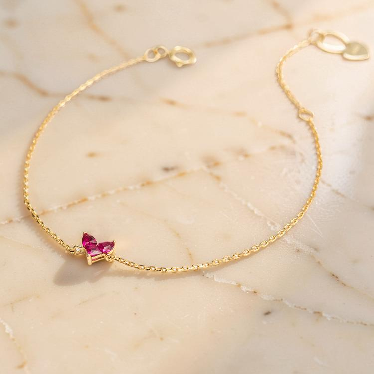 ATELIER-TIBET – Bracelet Cornaline – Papillon Éclatant, Argent Plaqué Or 18K