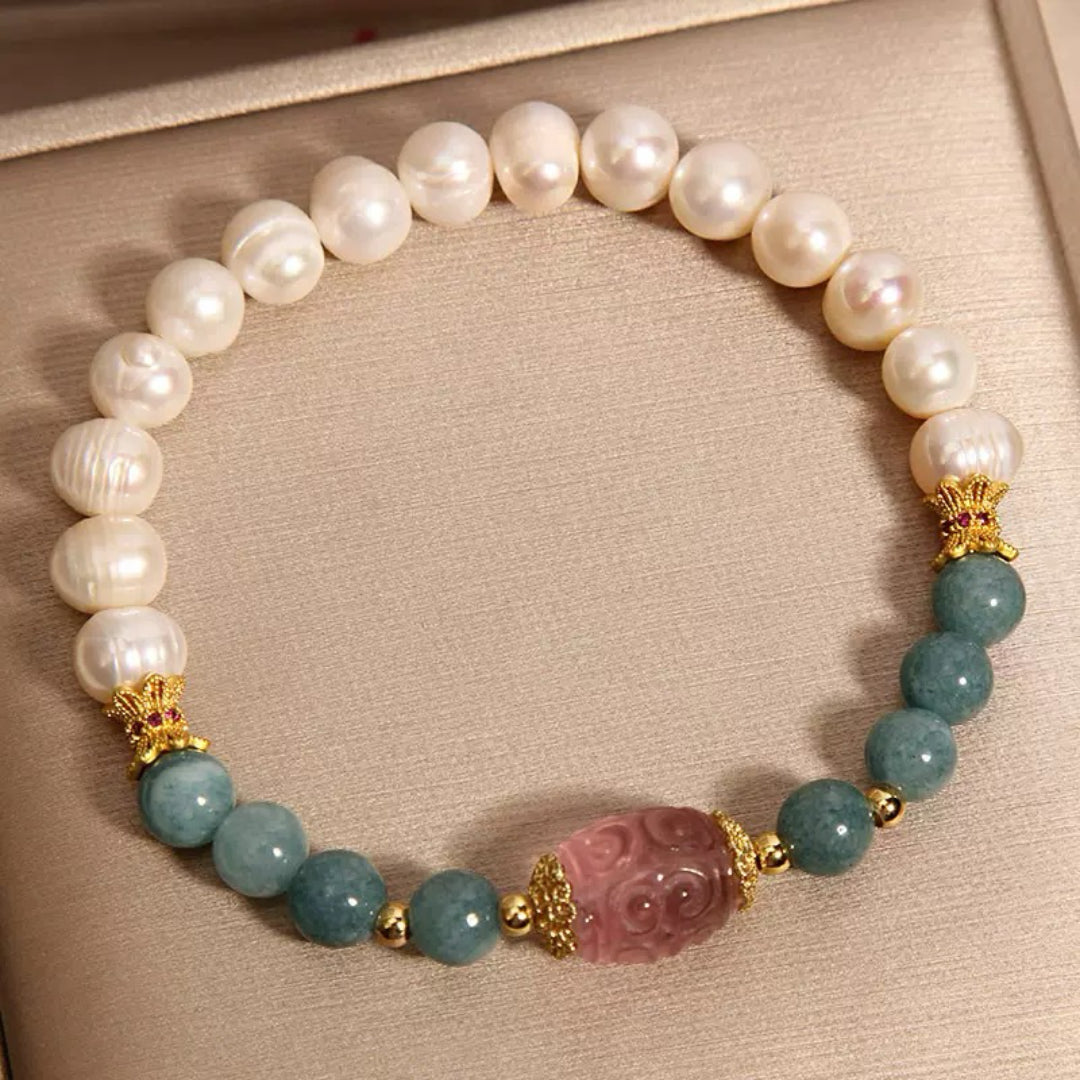 ATELIER-TIBET – Bracelet Jade, Perle et Fluorite – Sérénité Céleste