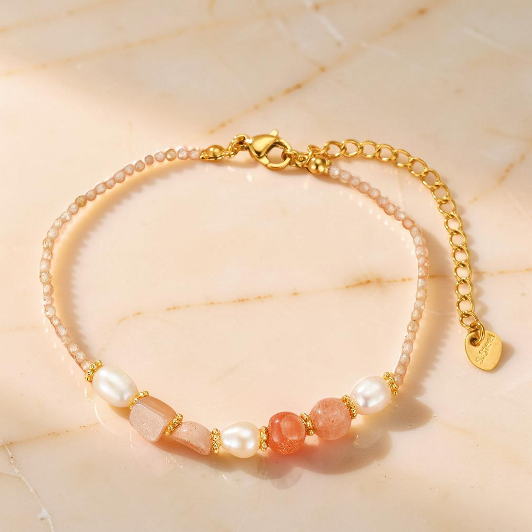 ATELIER-TIBET – Bracelet Pierre de Soleil et Perle – Harmonie Radieuse