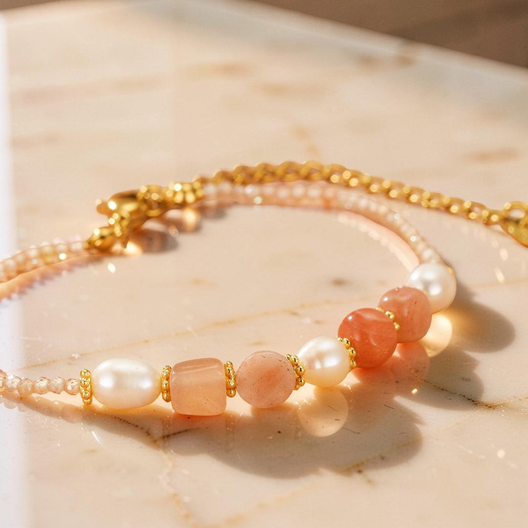 ATELIER-TIBET – Bracelet Pierre de Soleil et Perle – Harmonie Radieuse