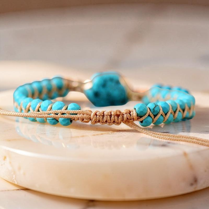 ATELIER-TIBET – Bracelet Turquoise – Fil d'Amour, Argent Plaqué Or