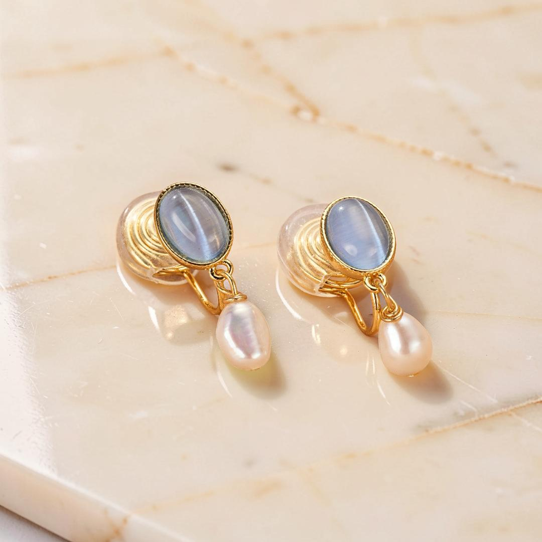 ATELIER-TIBET – Boucles d’Oreilles Perle – Lueur d’Aurore