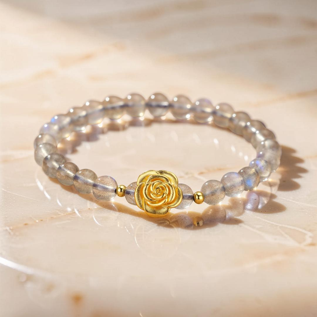 ATELIER-TIBET – Bracelet Labradorite – Rose Doré