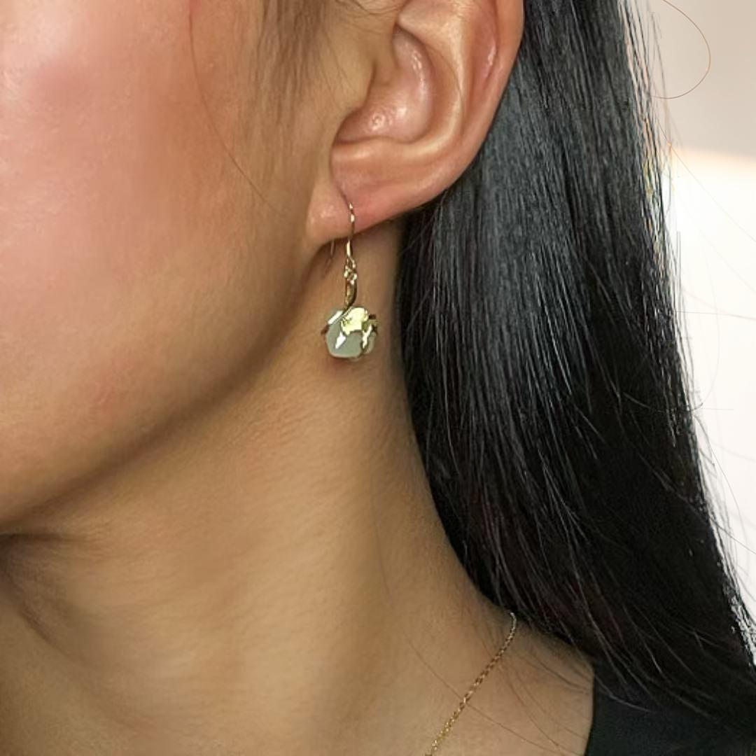 ATELIER-TIBET – Boucles d'Oreilles Jade – Éveil du Cœur, Argent Plaqué Or