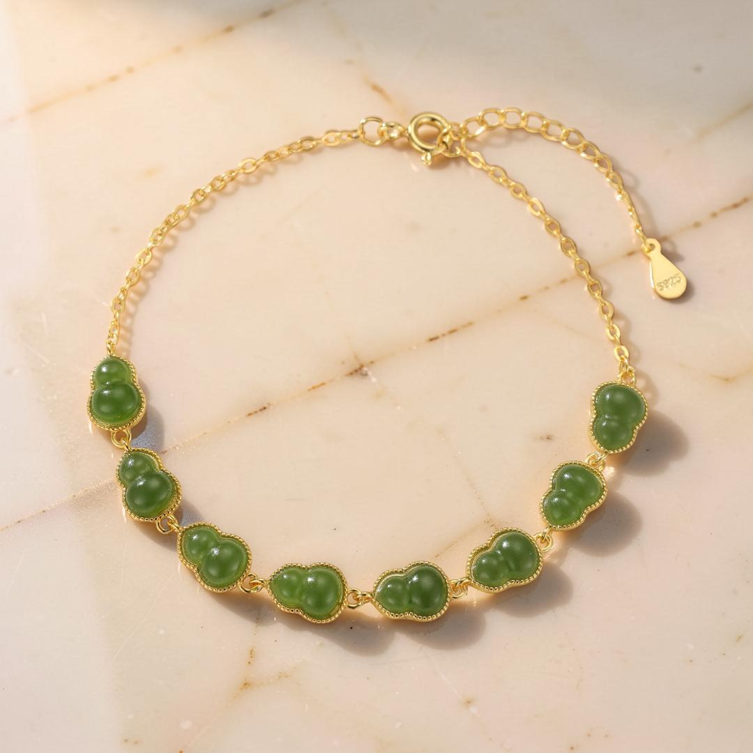 ATELIER-TIBET – Bracelet Jade – Fortune Éternelle, Argent Plaqué Or