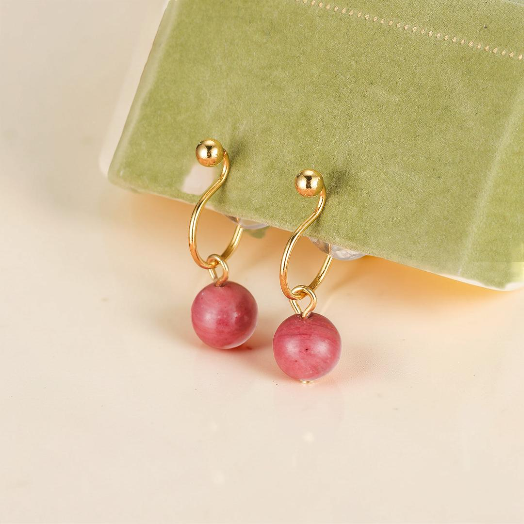ATELIER-TIBET – Boucles d’Oreilles Rhodonite – Éclat Doux