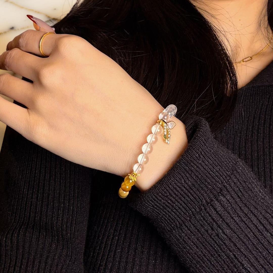ATELIER-TIBET – Bracelet Quartz Clair et Œil de Tigre – Éclat Sirène