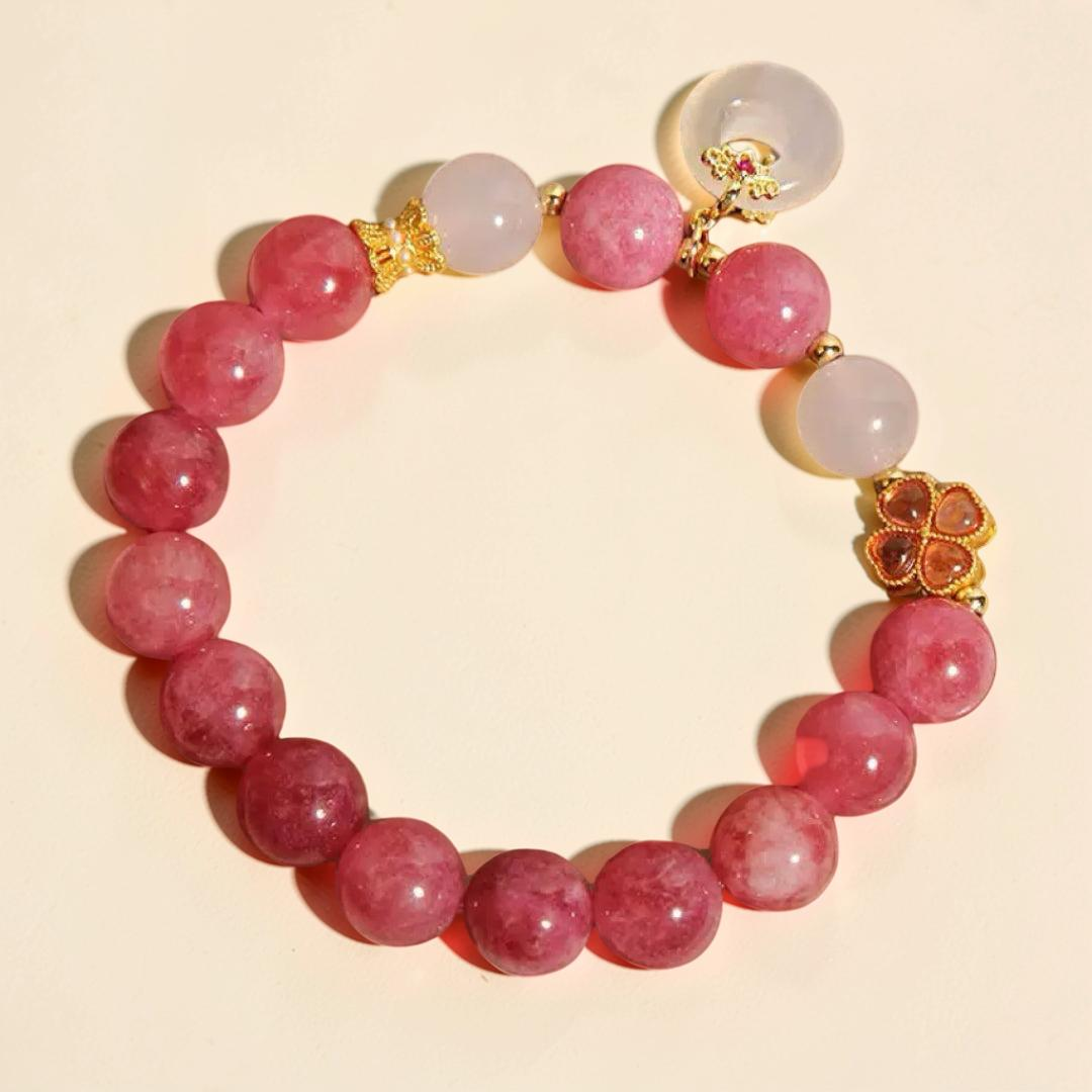 ATELIER-TIBET – Bracelet Tourmaline Rose et Jade Blanc – Chance Éclatante