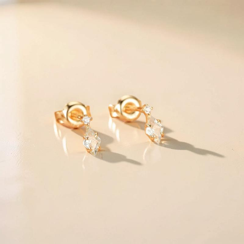 ATELIER-TIBET – Boucles d'Oreilles Topaze – Clarté Céleste, Argent Plaqué Or 14K
