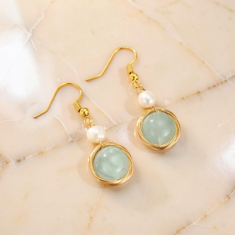 ATELIER-TIBET – Boucles d'oreilles Aigue-marine et Perle – Pure Harmonie