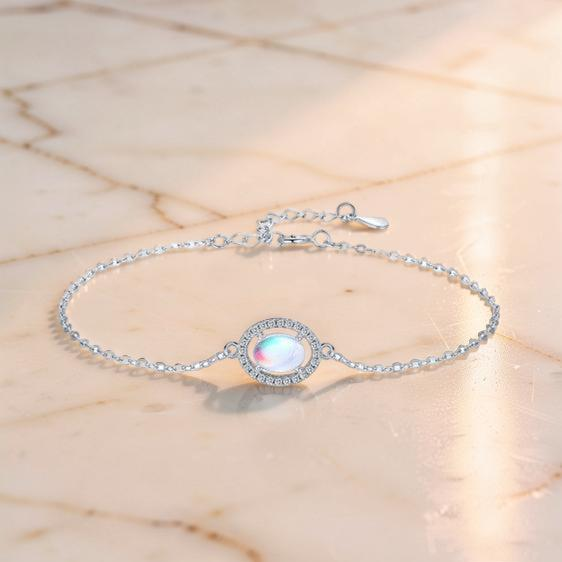 ATELIER-TIBET – Bracelet Pierre de Lune – Sérénité Lunaire, Argent 925
