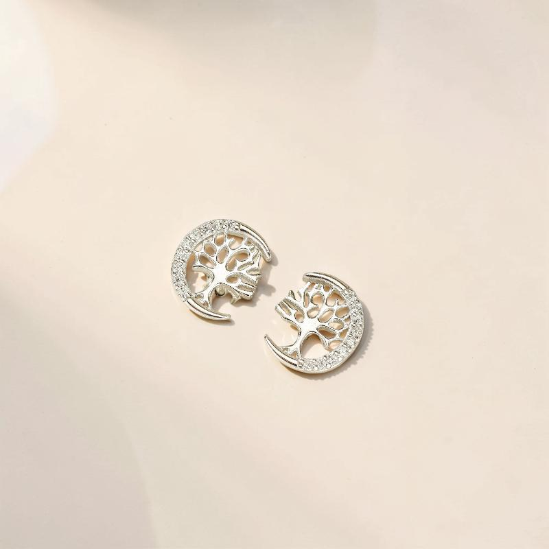 ATELIER-TIBET – Boucles d'oreilles Arbre de Vie – Arbre Céleste, Argent S925