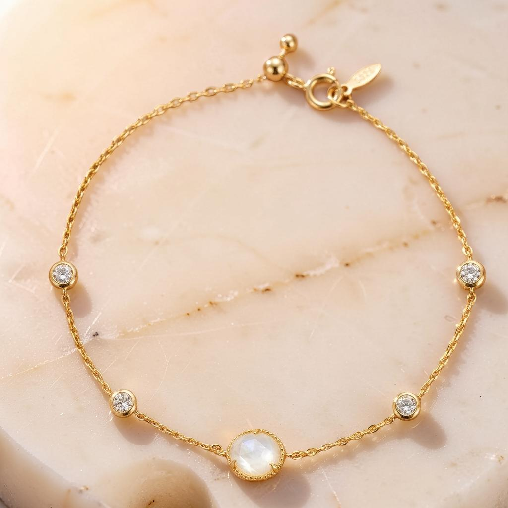 ATELIER-TIBET – Bracelet Cristal de Roche – Aura Cristalline, Argent Plaqué Or 14K