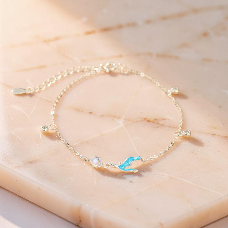 ATELIER-TIBET – Bracelet Pierre de Lune  – Sirène Lunaire, Argent