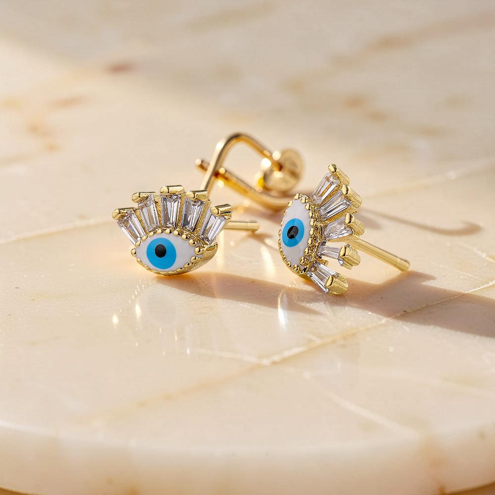 ATELIER-TIBET – Boucle d’oreille Mauvais Œil  Regard  en Cristal