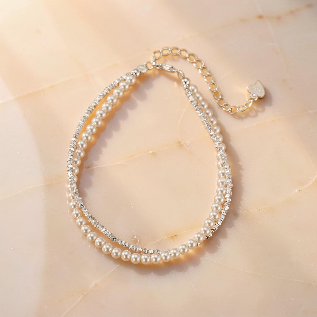 ATELIER-TIBET – Bracelet Perle – Double Éclat, Argent