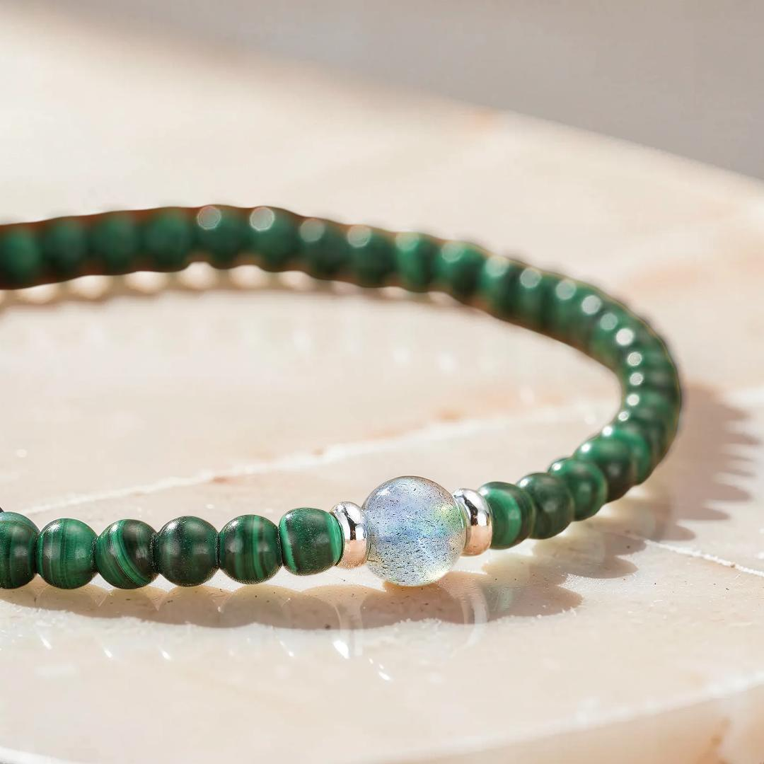 ATELIER-TIBET – Bracelet Malachite – Harmonie Intérieure, Argent